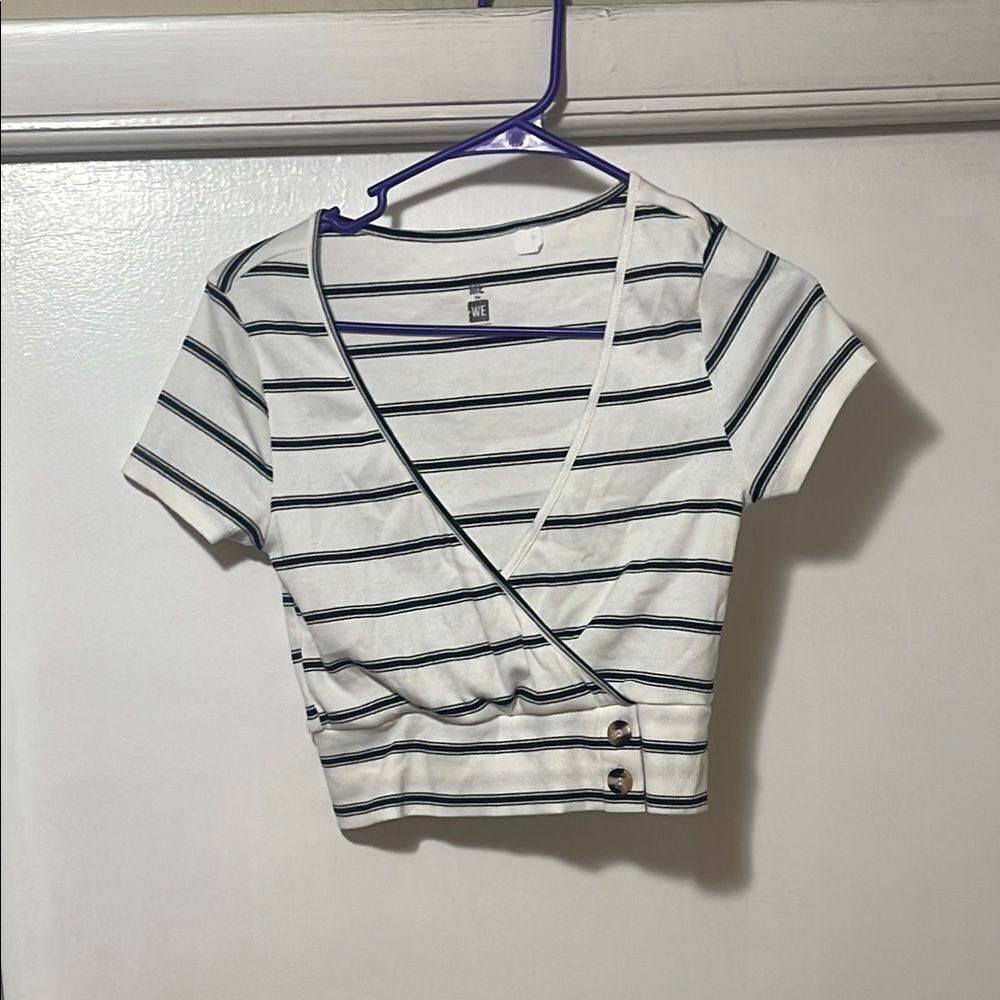 Striped Wrap Crop Top size small